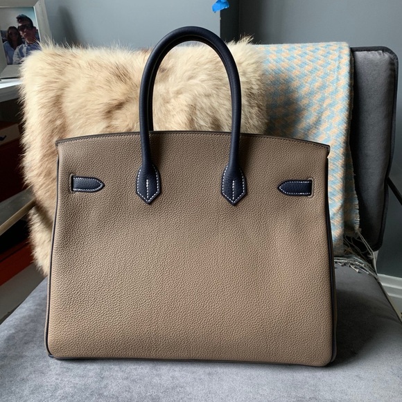 Hermès Birkin 35cm Etope and Blue Marine With Contrasting Stitching VIP SPECIAL - Picture 6 of 10